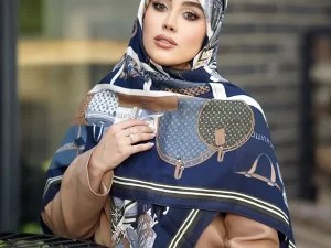 روسری نخ پنبه سیا اسکارف طرح بوتیک استیلو – مهیلا اسکارف