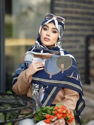 روسری نخ پنبه سیا اسکارف طرح بوتیک استیلو – مهیلا اسکارف