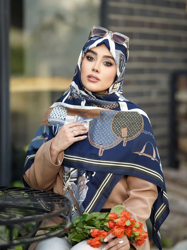 روسری نخ پنبه سیا اسکارف طرح بوتیک استیلو – مهیلا اسکارف