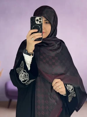 ژاکارد لمه طرح پاپیون زرشکی مشکی JL40901