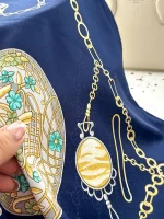 روسری ابریشم ژاکارد وارداتی (چهار رنگ) - طرح رویال تایم - Image 10