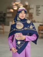 روسری ابریشم ژاکارد وارداتی (چهار رنگ) - طرح رویال تایم - Image 3
