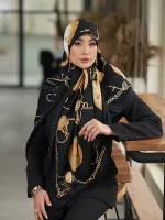 روسری ابریشم ژاکارد وارداتی (چهار رنگ) - طرح رویال تایم - Image 8