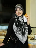 روسری ابریشم ژاکارد وارداتی (چهار رنگ) - طرح رویال روپ - Image 3