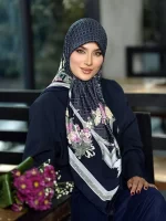روسری ابریشم توییل - طرح فلورال گرید (هشت رنگ) - ST40801