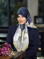 روسری ابریشم توییل - طرح فلورال گرید (هشت رنگ) - ST40801 - Image 2