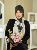روسری ابریشم توییل - طرح فلورال گرید (هشت رنگ) - ST40801 - Image 3
