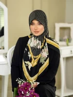روسری ابریشم توییل - طرح فلورال گرید (هشت رنگ) - ST40801 - Image 4