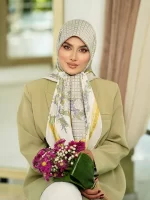 روسری ابریشم توییل - طرح فلورال گرید (هشت رنگ) - ST40801 - Image 6