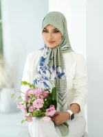 روسری ابریشم توییل - طرح فلورال گرید (هشت رنگ) - ST40801 - Image 7