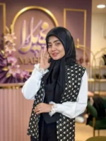 روسری متالیک ترک اوریجینال ممتاز مشکی– قواره 100 و 120 – SM50328